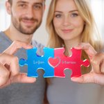 Personalized Red Heart 2-5 Acrylic Puzzles Name Sign Home Decor Anniversary Birthday Gift for Couple Family