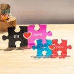 Personalized Red Heart 2-5 Acrylic Puzzles Name Sign Home Decor Anniversary Birthday Gift for Couple Family