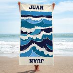 Toalla de playa personalizada de gran tamaño con ilustración de vida marina y nombre secado rápido esencial de viaje regalo de cumpleaños para amigos
