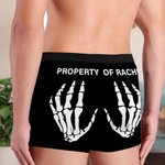 Propiedad personalizada de la mano del esqueleto Hombres Boxer calzoncillos con nombre de la boda Cumpleaños Aniversario Regalo para Novio Esposo