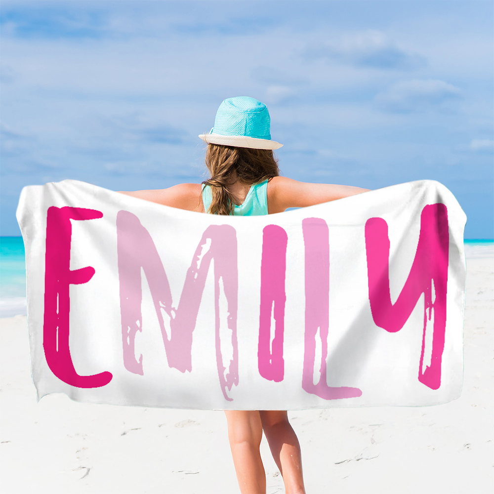 Serviette de plage surdimensionnée à séchage rapide, personnalisée et multicolore, avec nom, pour les vacances d'été Cadeau pour la famille et les amis