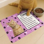 Personalized Pet Photo Self-Introduction Information Absorbent Pet Feeding Mat with Rubber Backing Pet Supplies Birthday Gift for Cat Dog Owners
