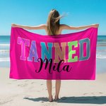 Personalised Summer Theme Title Oversized Quick Dry Microfiber Beach Towel with Name Travel Essentials Birthday Gift for Women
