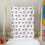 Personalized Cute Cloud Moon Highland Cow Baby Swaddle Knotted Hat Set Blanket with Name Coming Home Outfit Birthday Baby Shower Gift for Newborns