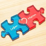 Personalized Red Heart 2-5 Acrylic Puzzles Name Sign Home Decor Anniversary Birthday Gift for Couple Family