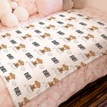 Personalized Cute Cloud Moon Highland Cow Baby Swaddle Knotted Hat Set Blanket with Name Coming Home Outfit Birthday Baby Shower Gift for Newborns