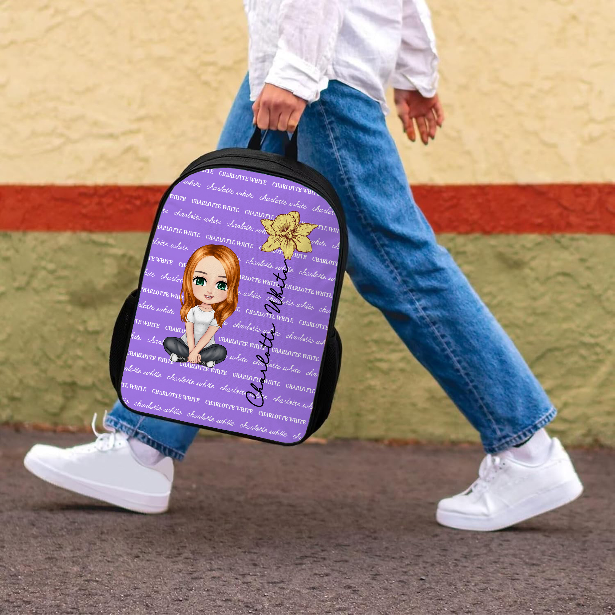 Set Sac à Dos Scolaire Personnalisable 3 Pièces - Avec Sac à Lunch Et Trousse | Imperméable, Léger, Pour école - 11