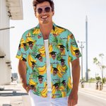 Personalized Graduation Cap Face Photo Hawaiian Shirt with Name and Year Graduation Party Summer Vacation Beach Party Gift for Man