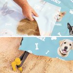 Gepersonaliseerde Bones Paw Prints 1-3 gezicht foto's Veelzijdige deken picknickmat met naam strand reizen camping wandelen cadeau voor dierenliefhebbers familie