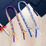 Personalized Bling Rhinestone Pearl Bowknot Letter Two-Colored Ribbon Braided Lei with Name Party Decor Graduation Gift for Graduates