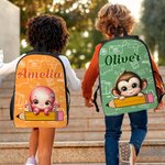 Mochila personalizada de animales de dibujos animados Bolsa de almuerzo Estuche con nombre Regalo de cumpleaños de vuelta al cole para niños y niñas