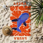Toalla de playa personalizada de gran tamaño con ilustración de vida marina y nombre secado rápido esencial de viaje regalo de cumpleaños para amigos