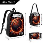 Personalized 3D Thunder Heat Baseball Basketball Backpack Lunch Bag Pencil Case Set with Name Back to School Birthday Gift for Kids Ball Sports Lover