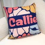 Personalised Danish Flower Soft Throw Pillow Cover with Name Home Decor Birthday Gift for Friends Women