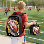 Personalised Watercolor Soccer Rugby Backpack Lunch Bag Pencil Case Set with Name Number Back to School Team Training Day Birthday Gift for Boys Girls