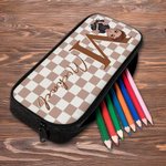 Mochila personalizada con estampado de cuadros de personajes de dibujos animados Bolsa de almuerzo Estuche con iniciales y nombre Regalo de vuelta al cole para niños estudiantes