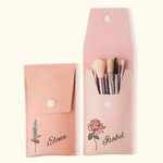 Bolso de maquillaje personalizado con flores de nacimiento en acuarela y 8 brochas de maquillaje regalo de cumpleaños y boda para ella