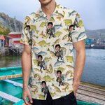 Personalised Fishing Theme Face Photo Breathable Men's Hawaiian Shirt Summer Holiday Birthday Holiday Gift for Fishing Enthusiasts