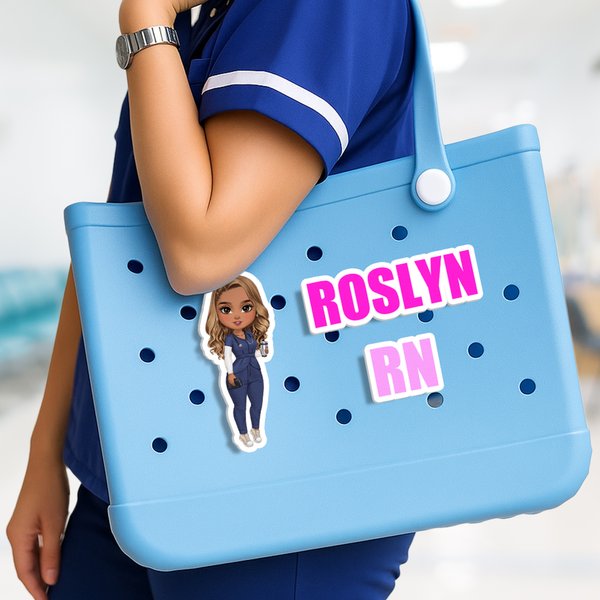 Personnalisé 3D Imprimé Cartoon Character Acrylic Charm Accessories for Bogg with Name Graduation Birthday Gift for Nurse Doctor Medical Staff