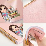 Personalized Floral Book Cartoon Reading Character Weekly Planner A5 Notebook with Name and Title Back to School Birthday Gift for Family Friends