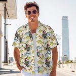 Personalised Fishing Theme Face Photo Breathable Men's Hawaiian Shirt Summer Holiday Birthday Holiday Gift for Fishing Enthusiasts