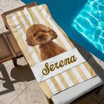 Asciugamano da spiaggia personalizzato con foto dell'animale design a strisce morbido ad asciugatura rapida regalo per amanti degli animali