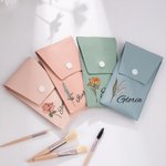 Bolso de maquillaje personalizado con flores de nacimiento en acuarela y 8 brochas de maquillaje regalo de cumpleaños y boda para ella