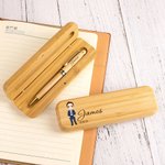 Personligt set med kulspetspenna och fodral i trä med namn och titel Kontorsmaterial Uppskattningsgåva för anställda Kollegor