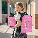 Personalizado lindo personaje de dibujos animados Corazón Nacimiento Flor Mochila Bolsa de almuerzo Estuche con nombre de vuelta a la escuela Regalo de cumpleaños para niños Niñas