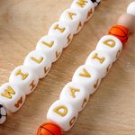 Personalized Ball Sports Silicone Beaded Pacifier Clip Holder with Name Fits Most Pacifiers Teether Toy Baby Shower Gift for Newborn