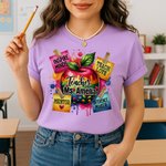 Personalized Apple Praise Notes Design 100% Cotton T-shirt with Text Teacher Appreciation Back to School Gift for Teacher