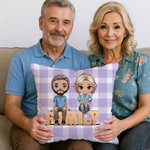 Personalised 1-5 Cartoon Characters Family Throw Pillow Cover Home Decor Birthday Anniversary Housewarming Gift for Family
