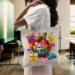 Personalizzato Apple Praise Notes Borsa in tela di grande capacità con testo Regalo di apprezzamento per gli insegnanti nel giorno della festa dell'insegnante