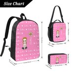 Personalizado lindo personaje de dibujos animados Corazón Nacimiento Flor Mochila Bolsa de almuerzo Estuche con nombre de vuelta a la escuela Regalo de cumpleaños para niños Niñas