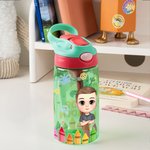 Personalisierte bunte Buntstifte niedlichen Cartoon-Charakter 16 oz Kind Wasserflasche mit Namen und Initialen zurück zu Schule Geburtstag Geschenk für Jungen Mädchen