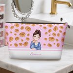 Personalisierte Cartoon-Mädchen Fliegende Geburtsblume Tragbare Kosmetiktasche mit Namen Geburtstag Jahrestagsgeschenk für Damen