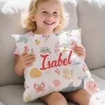 Personalized Cute Marine Animals Dinosaur Elements Soft Throw Pillow Cover with Name Home Decor Birthday Gift for Boys Girls
