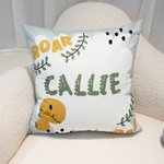 Personalised Cartoon Plant Dinosaur Throw Pillow Cover with Name Home Decor Holiday Birthday Gift for Boys Girls