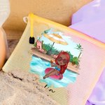 Personalised Pool Vacation Cartoon Girl Waterproof Beach Bag with Name Birthday Summer Party Gift for Women