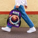 Personalized 3D Thunder Heat Baseball Basketball Backpack Lunch Bag Pencil Case Set with Name Back to School Birthday Gift for Kids Ball Sports Lover