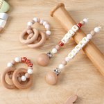 Personalized Ball Sports Silicone Beaded Pacifier Clip Holder with Name Fits Most Pacifiers Teether Toy Baby Shower Gift for Newborn