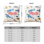 Personalized Cute Marine Animals Dinosaur Elements Soft Throw Pillow Cover with Name Home Decor Birthday Gift for Boys Girls