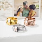 Personalized Sterling Silver Heart Women Stacking Rings with Engraved 2-5 Names Family Jewelry Mother's Day Birthday Gift for Mom Grandma