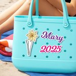 Personalisierte Geburt Blume Name Acryl Tasche Charme Zubehör für Bogg Geburtstag Geschenk für Freunde Familie