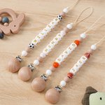 Personalized Ball Sports Silicone Beaded Pacifier Clip Holder with Name Fits Most Pacifiers Teether Toy Baby Shower Gift for Newborn