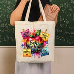 Personalizzato Apple Praise Notes Borsa in tela di grande capacità con testo Regalo di apprezzamento per gli insegnanti nel giorno della festa dell'insegnante