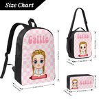 Personalized Multicolour Plaid  Cute Cartoon Character Backpack Lunch Bag Pencil Case Set with Name Back to School Birthday Gift for Boys Girls