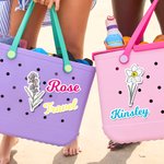 Personalisierte Geburt Blume Name Acryl Tasche Charme Zubehör für Bogg Geburtstag Geschenk für Freunde Familie