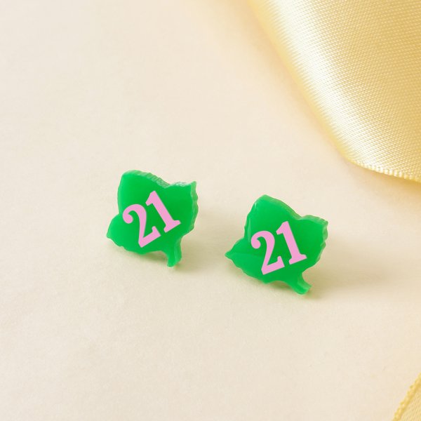 Personalised Ivy Leaf Earrings Sorority Jewellery with Number Recruitment Greek Week Meeting Gift for Sorors