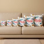 Personalized Cute Marine Animals Dinosaur Elements Soft Throw Pillow Cover with Name Home Decor Birthday Gift for Boys Girls